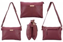 JBFB360 WINE PU HANDBAG WITH MULTIPLE POCKETS