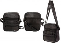 1451  Nappa Gents/Unisex Bag with 5 Zips BLACK