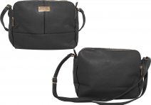 JBFB321 BLACK NICOLE BROWN PU HANDBAG W/ 3 ZIP SECTIONS