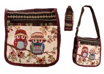 LL-182 OWL CREAMY WHITE CANVAS BAG
