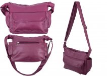 5731  TOP ZIP PU BAG WTH FRONT ZIP, BCK ZIP & SD P BURGUNDY