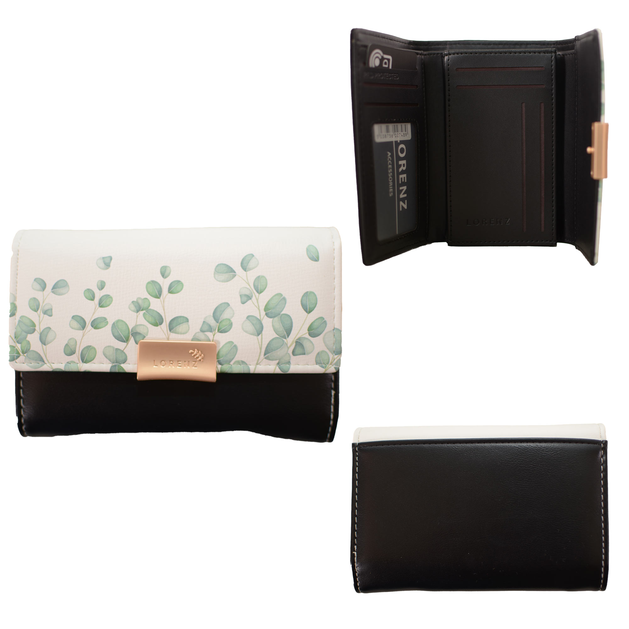 7281 BLACK TRIFOLD PURSE WITH CREDIT CARD SLOTS