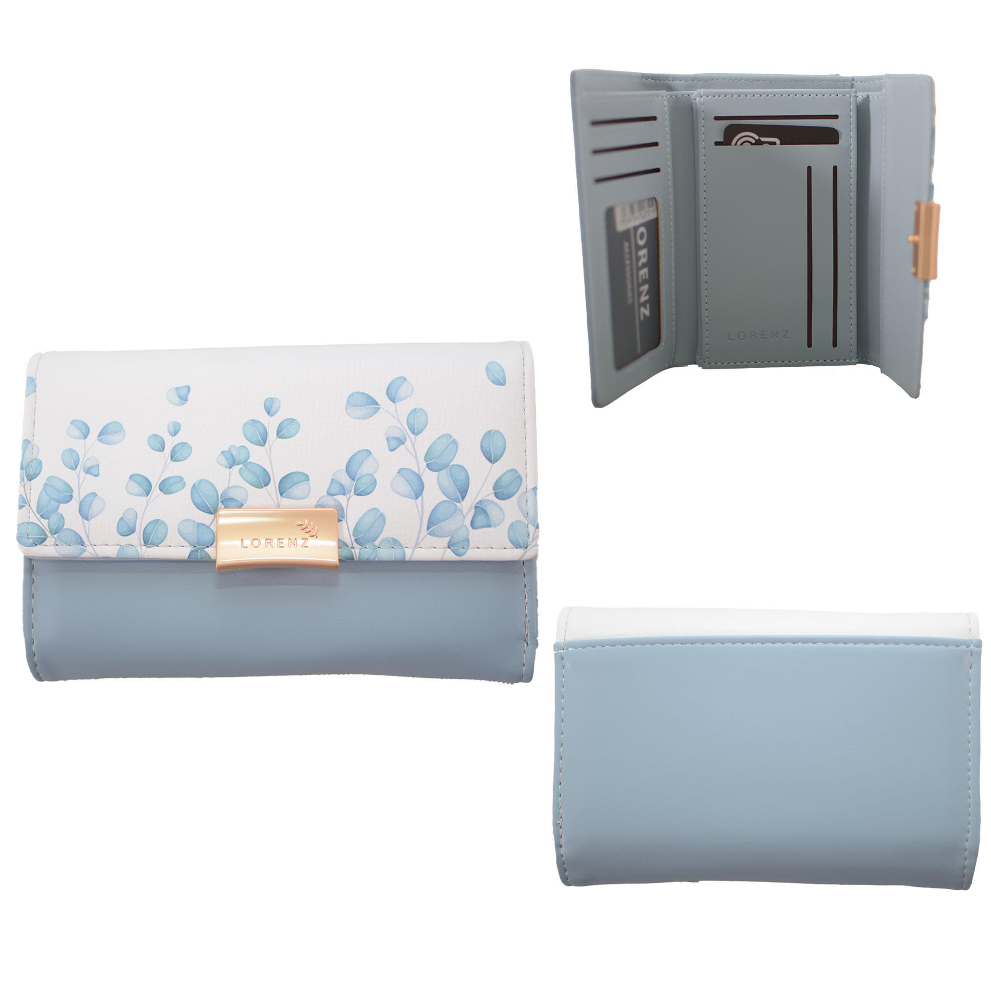 7281 COOL BLUE TRIFOLD PURSE WITH CREDIT CARD SLOTS