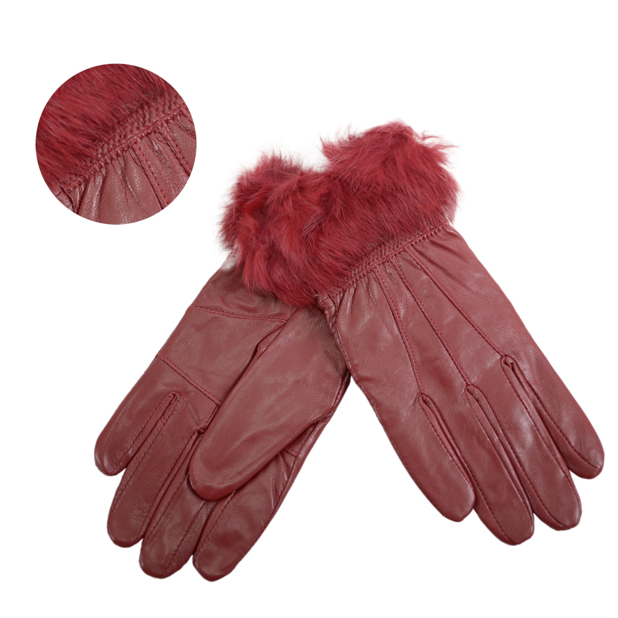 8912 BURGUNDY LEATHER GLOVES SMALL
