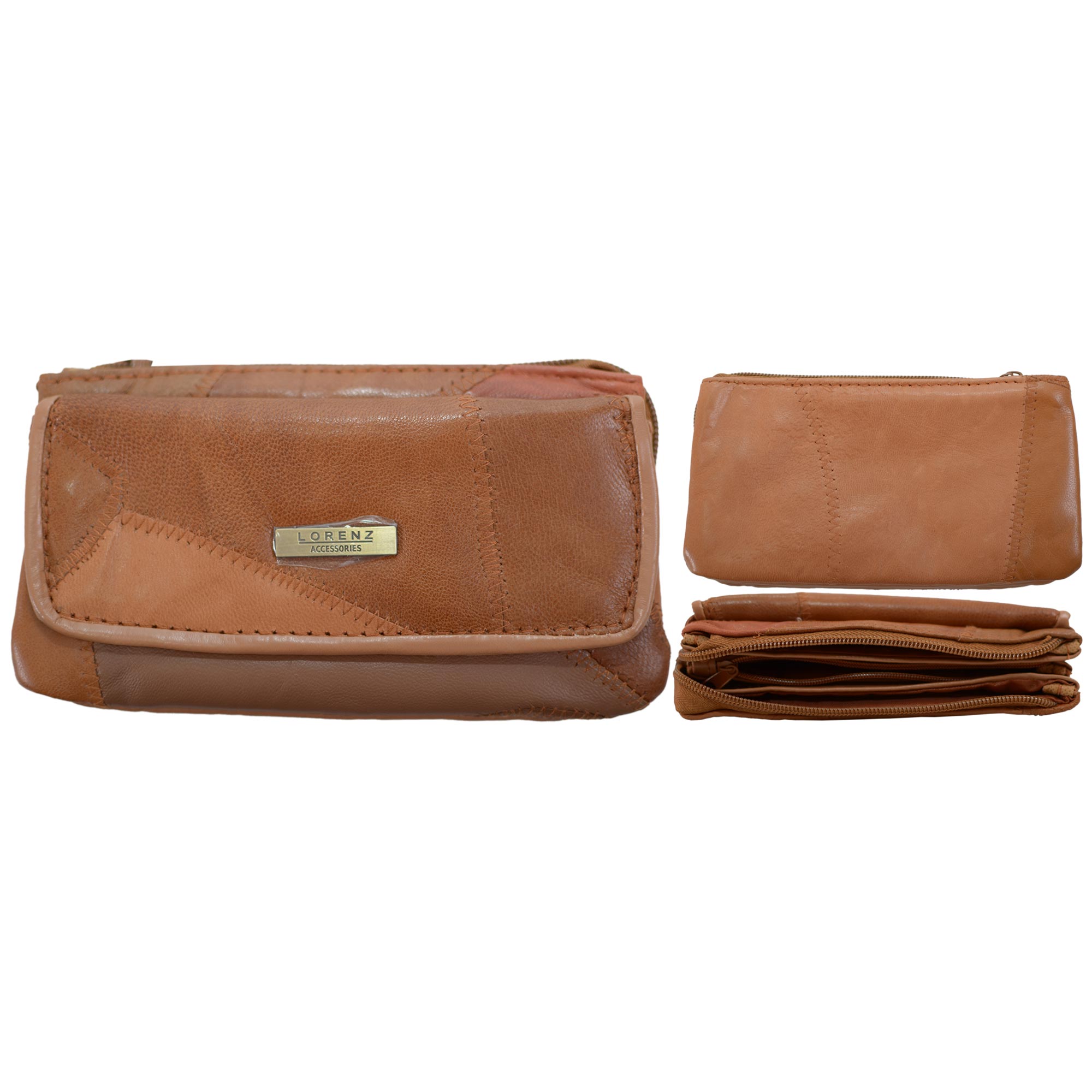 4684 TAN LEATHER PATCHWORK PURSE