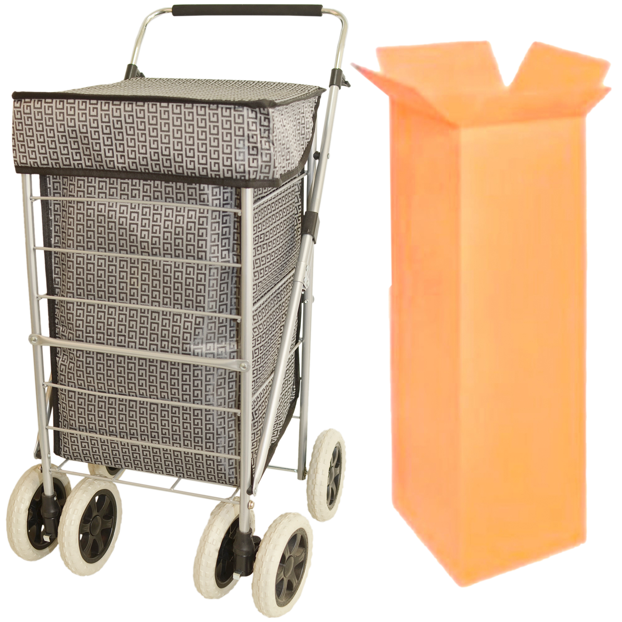 ST-SIX-01 GREY G ASSORTED 6-WHEEL SHOPPING TROLLEY BOX OF 4