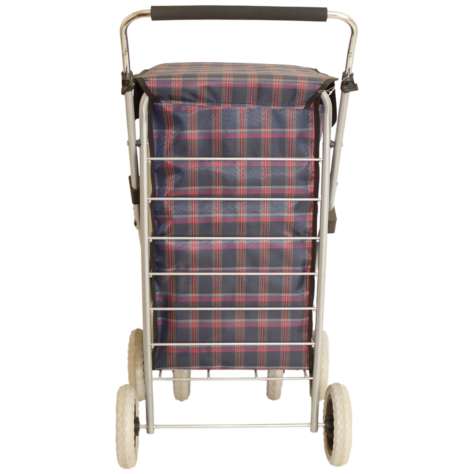 ST-SIX-01 NAVY CHECKERED 6-WHEEL SHOPPING TROLLEY - Image 4
