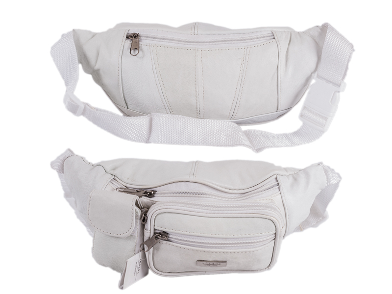 1963 WHITE 4 ZIP NAPPA BUM BAG PHN POCKET