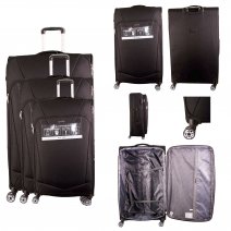T-SC-02 BLACK SET OF 3 TRAVEL TROLLEY SUITCASES