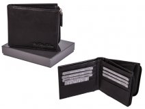 1099 Black-RFID CARD PROTECTION GENUINE LEATHER WALLET