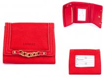 7457 RED PU PURSE  WITH POPPERED FRONT & CHAIN DETAIL