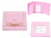 7457 PINK PU PURSE  WITH POPPERED FRONT & CHAIN DETAIL