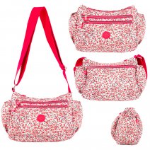 2502 PINK FLOWER CANVAS SHOULDER BAG
