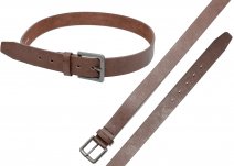 2741 BROWN leather grain belt wt antq gun metal M (32"-36")