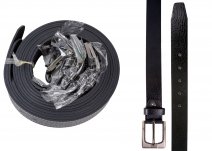 2736 Black dozen 1.25â Lthr Grn Belt w Brshed gun Metal