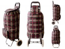 ST-02-CH- RED MUSTARD CHECK TWO WHEEL SHOPPING TROLLEY