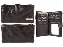 4649 Soft Twin Zip Econ. Open Out Patch Purse  BLACK