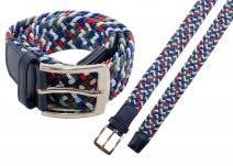 2796 NAVY MULTI UNISEX STRETCHY WOVEN CASUAL BELT M/L (32"-40")