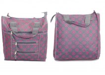 LL-7432 SHOPPING BAG GREY PINK FLOWER PRINT