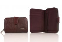 3706 RFID - Cow Hide Zip Round Purse Wallet  BURGUNDY