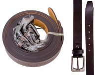 2736 Brown dozen dozen 1.25â Lthr Grn Belt w Brshed gun Metal