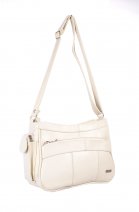 3743 CREAM Cow Hide Bag  Twin Top + 2 Zips