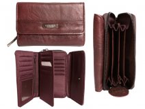 3708 BURGUNDY RFID - C.Hide Zip Rnd Prse, Frnt Flp,Dble C.Card