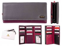 16-107 GREY MULTI RFID GENUINE LEATHER 27 CARDS SLOT PURSE