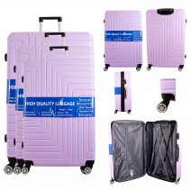 T-HC-10 PURPLE SET OF 3 TRAVEL TROLLEY SUITCASE