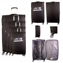 T-SC-02 BLACK SET OF 4 TRAVEL TROLLEY SUITCASES