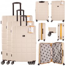 JB2074 CHAMPANGE SET OF 3  TRAVEL TROLLEY SUITCASE