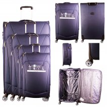 T-SC-02 DARK NAVY SET OF 4 TRAVEL TROLLEY SUITCASES