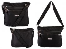 2575 Black Acrss-Bdy Top Zip Polyester Bag 2 Frnt Zips