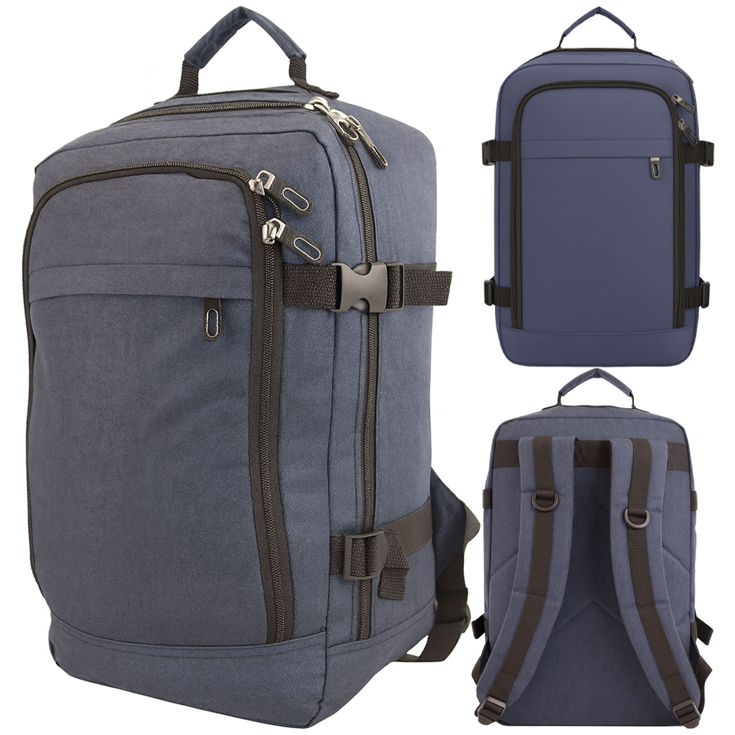 BP-120 NAVY RYANAIR UNDERSEAT CABIN-FRIENDLY RUCKSACK W/MUL ZIP