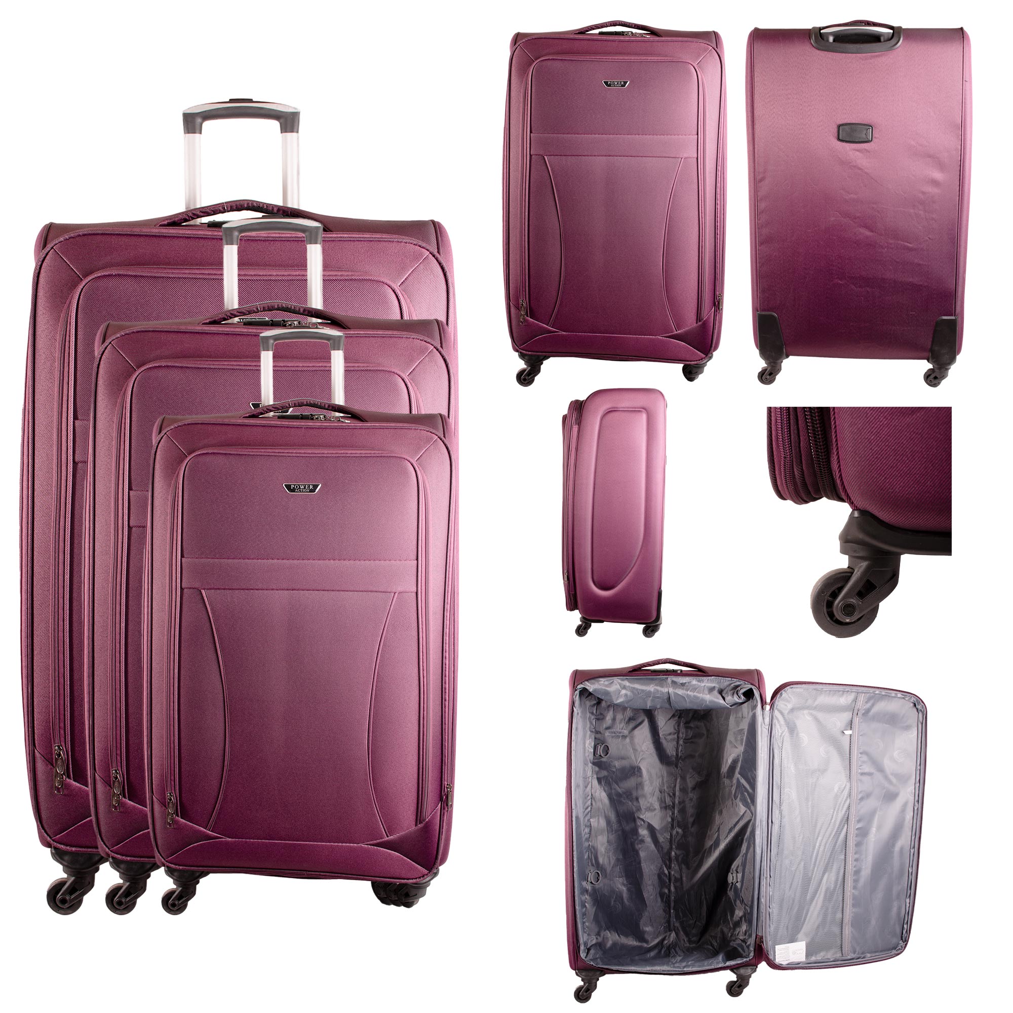 HD-201907 BURGUNDY TRAVEL TROLLEY SET OF 3