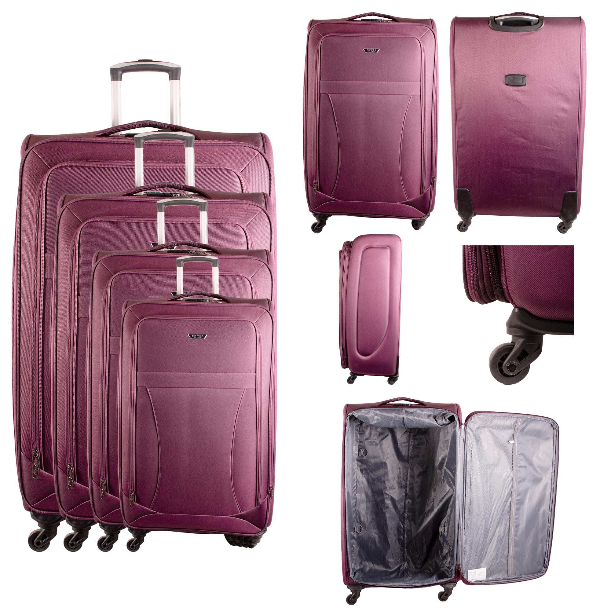 HD-201907 BURGUNDY TRAVEL TROLLEY SET OF 4