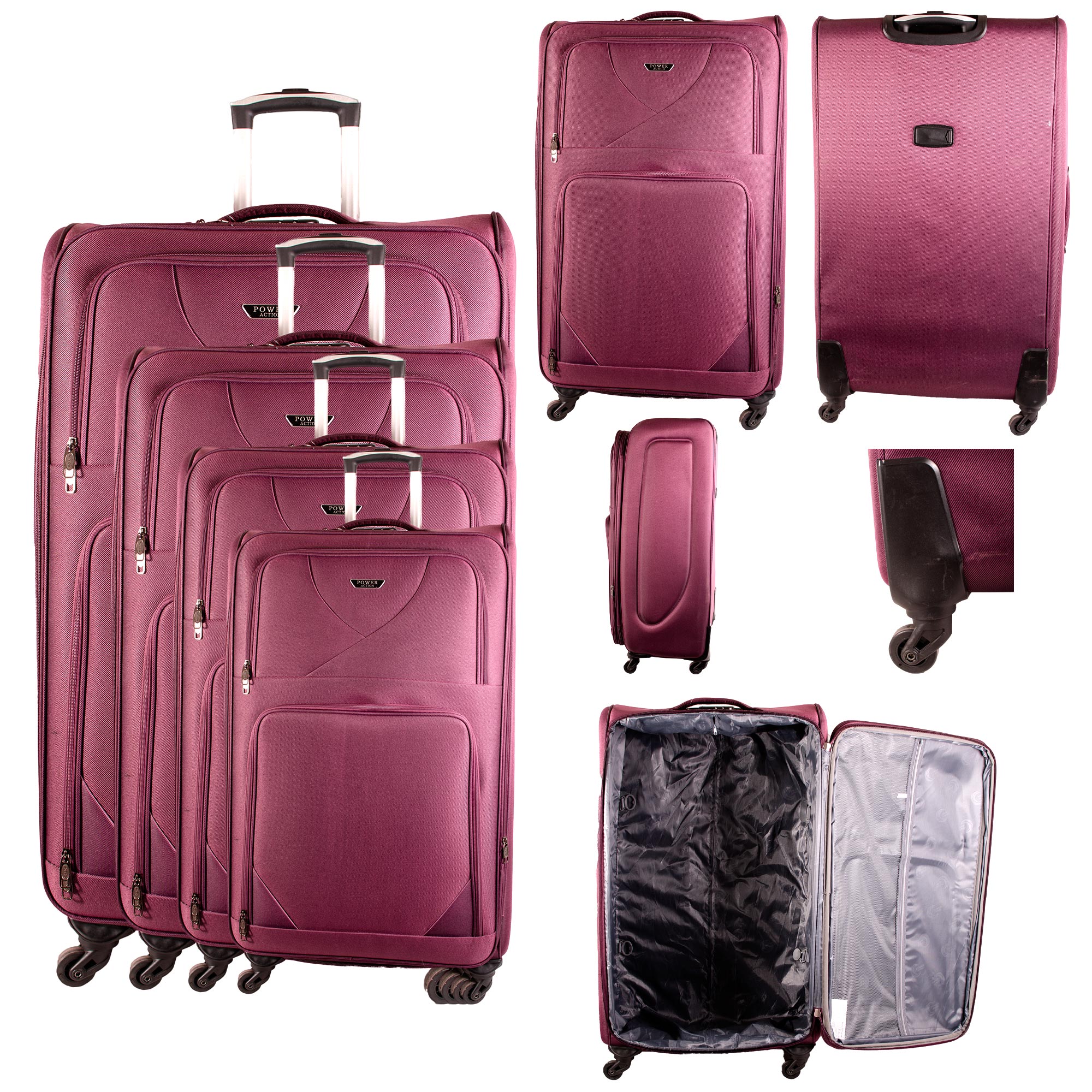 HD-202004 BURGUNDY TRAVEL TROLLEY SET OF 4