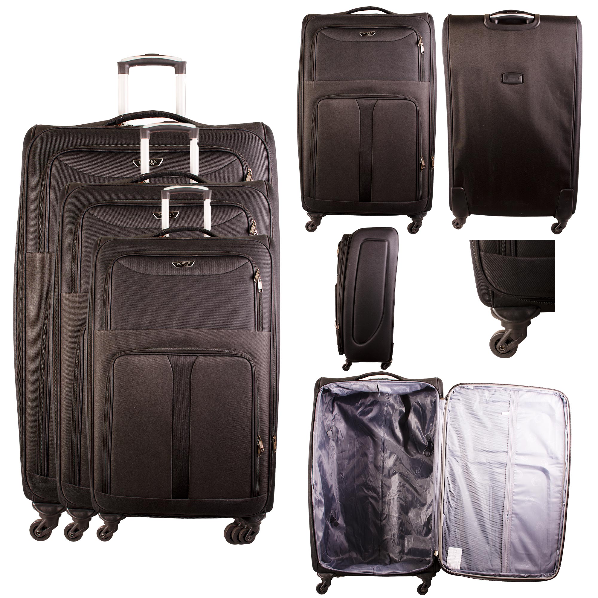 HD-223 BLACK TRAVEL TROLLEY SET OF 3