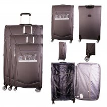 T-SC-02 DARK GREY SET OF 3 TRAVEL TROLLEY SUITCASES