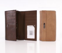 3713  TAN 17cm Cow Hide Concertina Purse