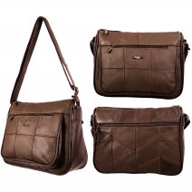 3736 DARK BROWN LORENZ REAL LEATHER HANDBAG