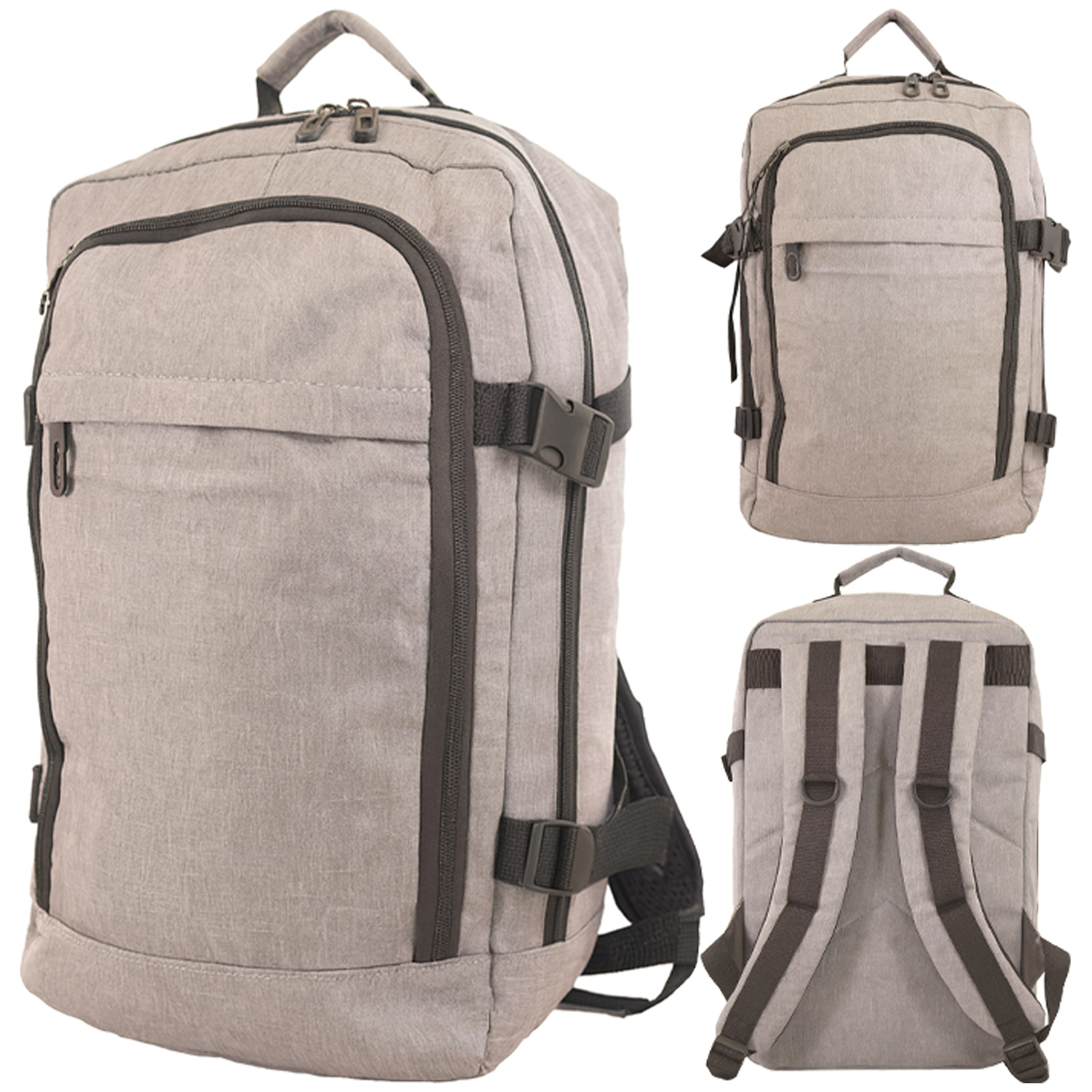 BP-120 GREY RYANAIR UNDERSEAT CABIN-FRIENDLY RUCKSACK W/MUL ZIP