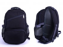 2596 BLACK/GREY âDENIUMâ LOOK BACKPACK WITH 4 ZIPS & SIDE P