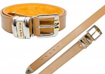 2756 TAN 1.5" BELT WITH SUEDE FEEL AND MILANO BUCKLE M (32"-36")