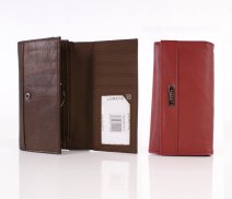 3713  RED 17cm Cow Hide Concertina Purse