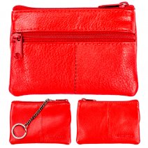 0996 RED GRAINED C.NAPPA PURSE W/FRONT & BACK ZIP