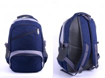 2596 BLUE/GREY âDENIUMâ LOOK BACKPACK WITH 4 ZIPS & SIDE P