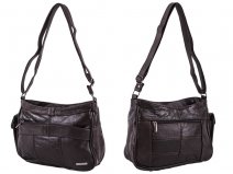 3743 DARK BROWN Cow Hide Bag  Twin Top + 2 Zips