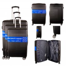T-HC-30 BLACK SET OF 3 TRAVEL TROLLEY SUITCASE