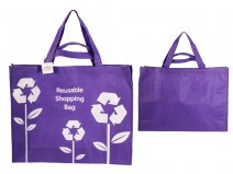 2460 Plum TWIN HANDLED REUSBALE  TEXTILE SHOPPER